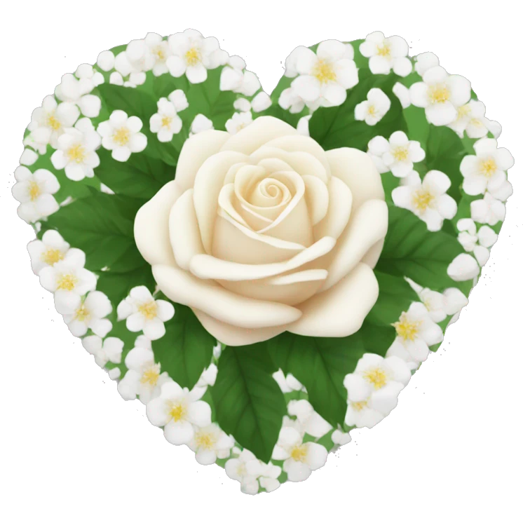 Rosa Heart with white flowers in it emoji