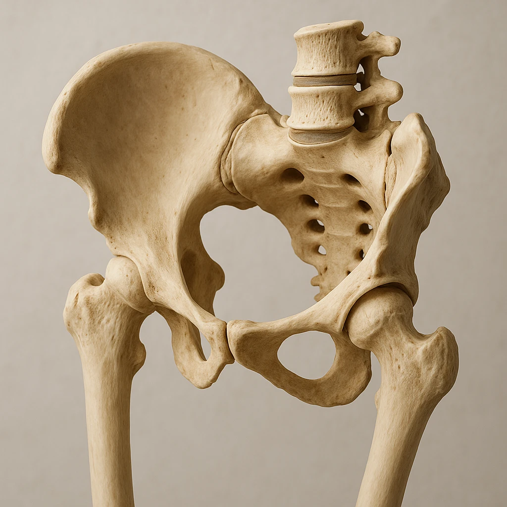 realistic side view of human pelvic bones with anatomical details emoji