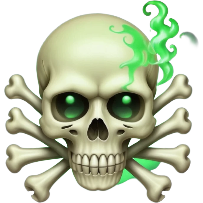a poisonous cloud of gas, dark swamp color, with an image of a skull and two crossed bones behind the skull emoji