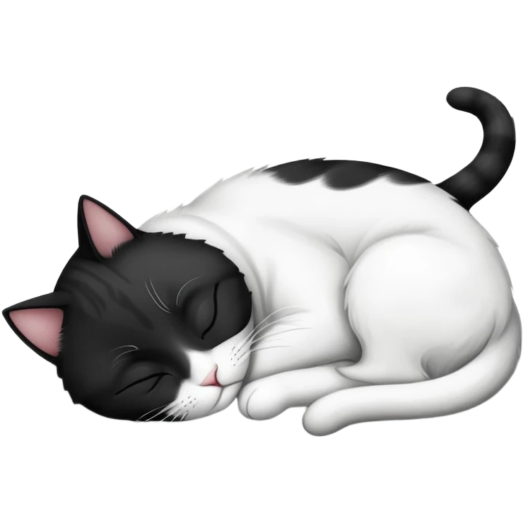 Black and white Devon cat sleeping emoji