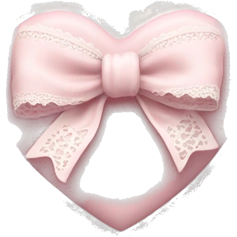 rococo Pastel pink heart with white bow with lace and frills  emoji