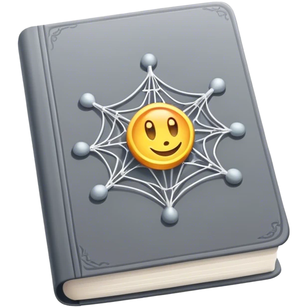 magical grey book of networking with a magic web emoji