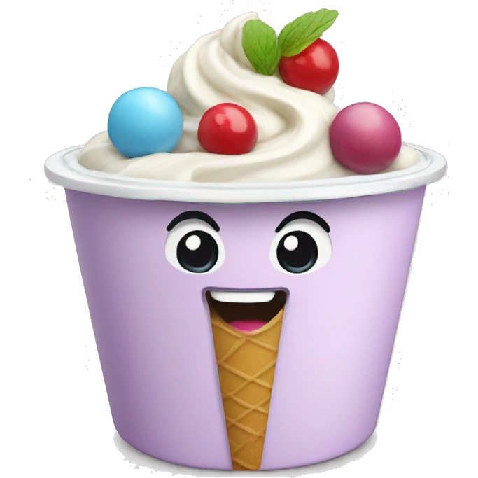 Frozen yogurt with candy emoji