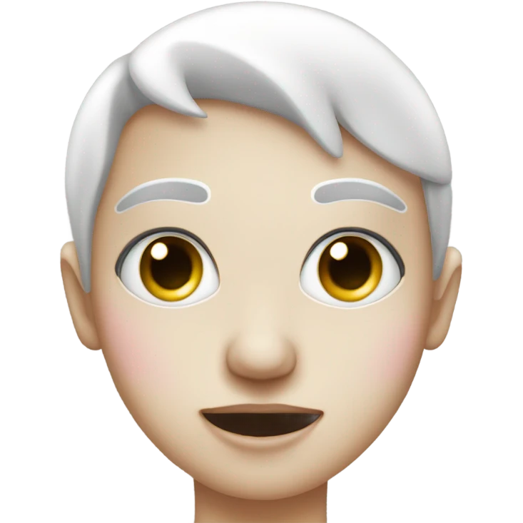 Wide eye face with white powder with rosy cheeks emoji