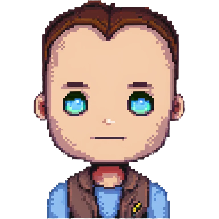 Pixel art of a guy with a giant forehead, male character emoji