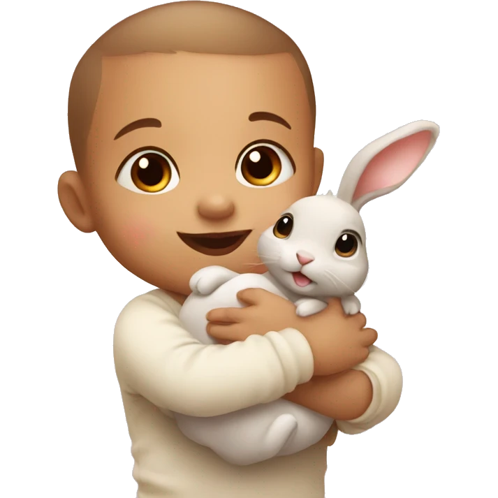 Baby with cute rabbit  emoji