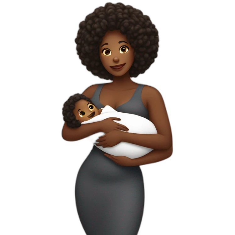 big beautiful Black women holding baby emoji