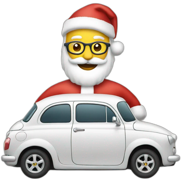 Car wearing a Santa shirt  emoji