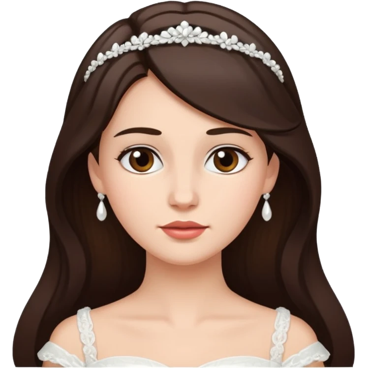 Blonde skin bride with dark brown hair with a chin on her face emoji