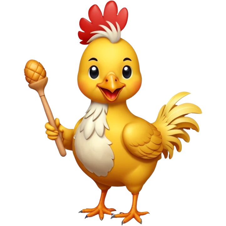 cartoon chicken with a drumstick emoji
