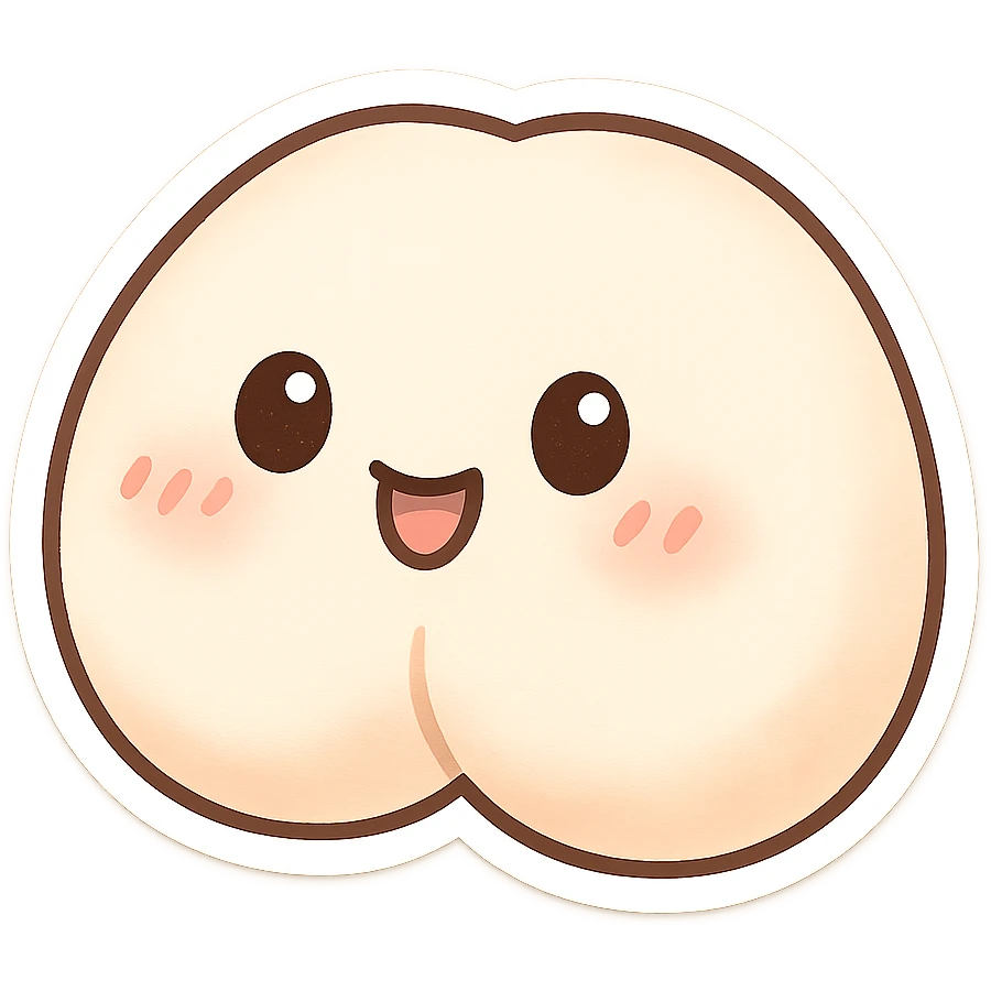 a white butt emoji, rounded and friendly, chibi style emoji