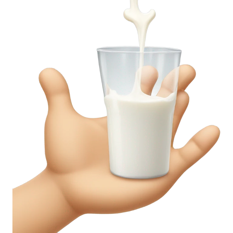milk dripping directly off palm of hand with 5 fingers emoji