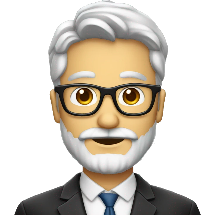 profesor con barba canosa y gafas pasta grandes i negras emoji