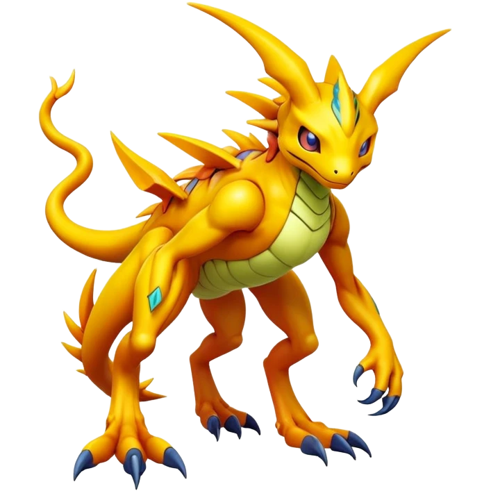 futuristic lush warm-colored Fakémon-Digimon-hybrid-creature (full body) emoji