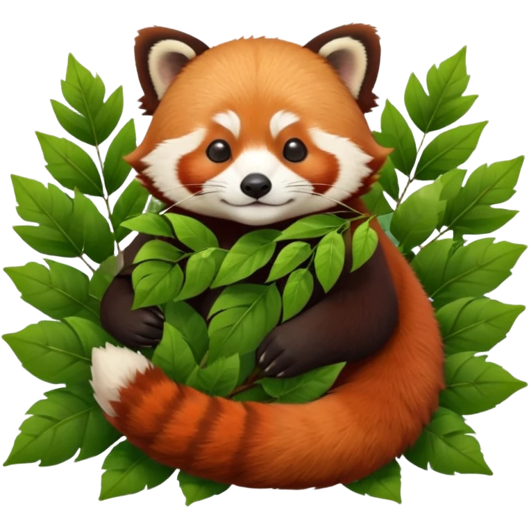  cute, furry, realistic, red panda, napping with its eyes closed on a bed of different brown and green leaves flat layout, still life, isolated, must have a transparent background, 4k. Must not be poor quailty, must be high resolution, must not be blurry, no emoji faces, no emoji icons, dpi 300 emoji