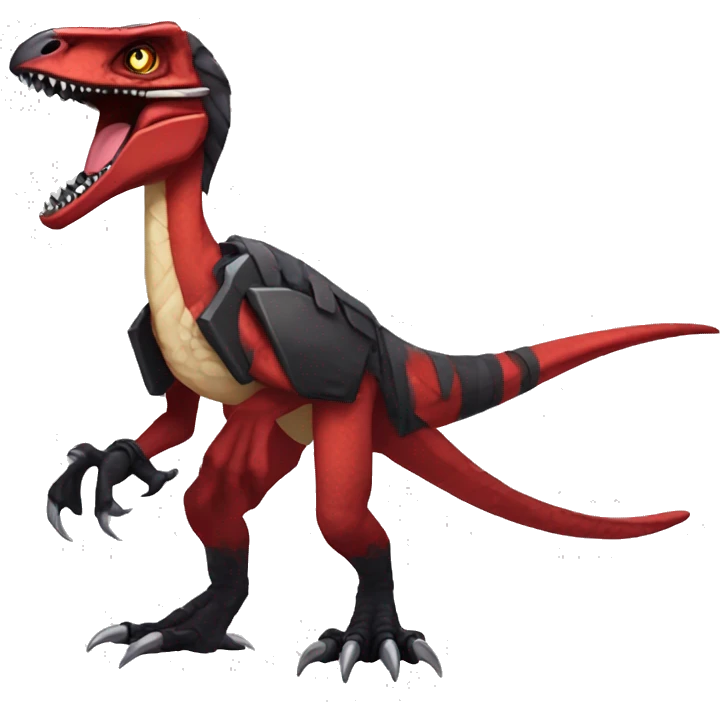 Red edgy badass velociraptor Digimon emoji