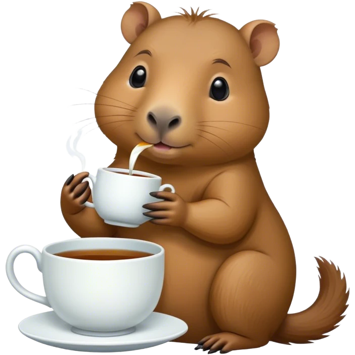 baby capybara drinking tea emoji