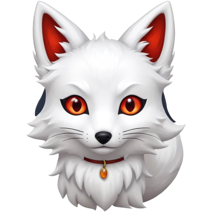 white kitsune with red eyes emoji