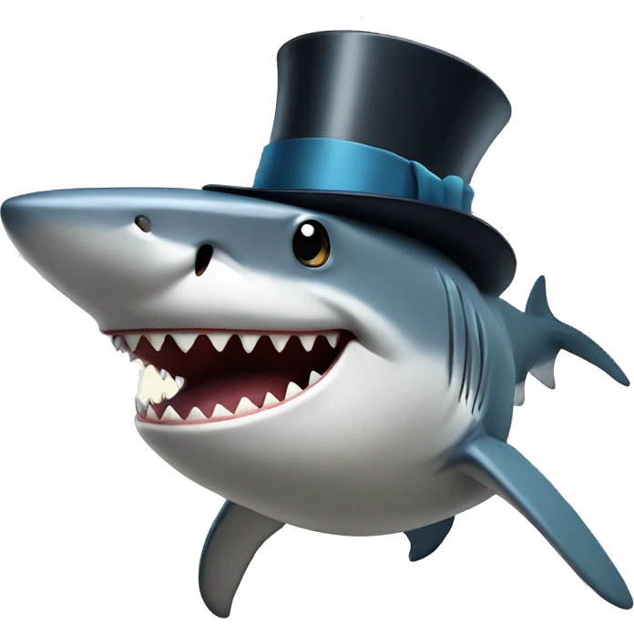 Shark with a top hat emoji