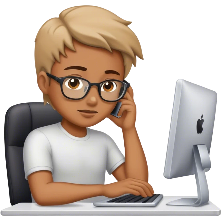 A professional working hard in front of a computer. emoji