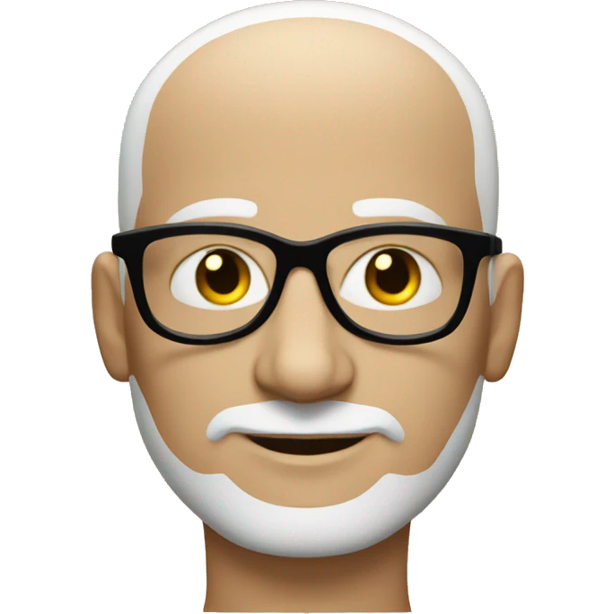 Bald white Man with thick black glasses smirk emoji