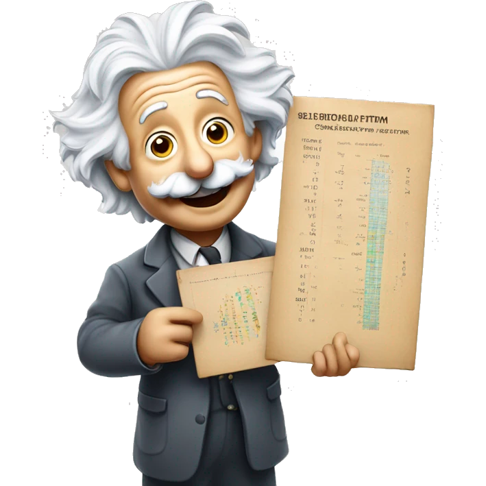 happy albert einstein holds statistics chart board in his hand emoji
