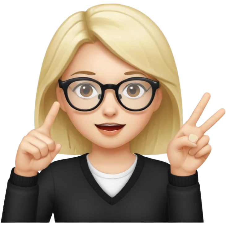 Una niña sacando el dedo del medio una niña con lentes muy cool  emoji