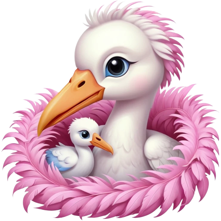 stork with a baby peeking out of a pink bundle emoji
