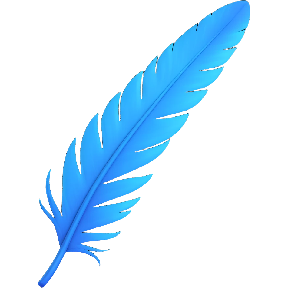 a stylized blue feather with a slight shadow, modern look emoji