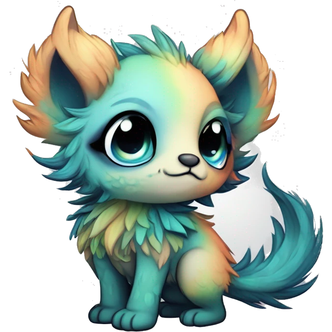 cute Kawaii edgy ethereal shy epic fantasy animal fursona Fionbri creature by griffsnuff & LiLaiRa & Falvie with exotic colors full body emoji