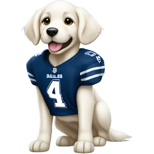 White golden retriever Dallas Cowboy Football uniform emoji