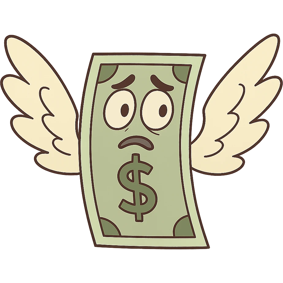 billete con alas emoji