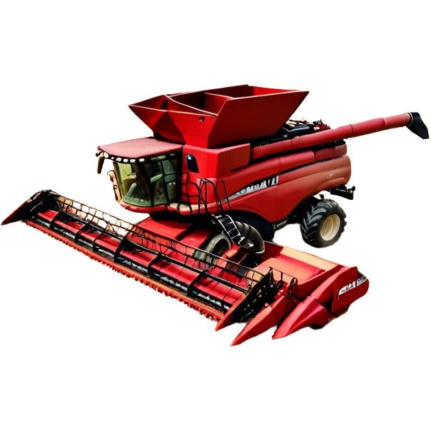 Case IH Axial-Flow 8250 (2022) – Cinematic-realistic Case IH Axial-Flow 8250 harvester, its deep red body towering over endless wheat fields. The massive cutting header slices through golden crops, sending a steady stream of grain into the bin as dust and chaff swirl in the afternoon sun. emoji
