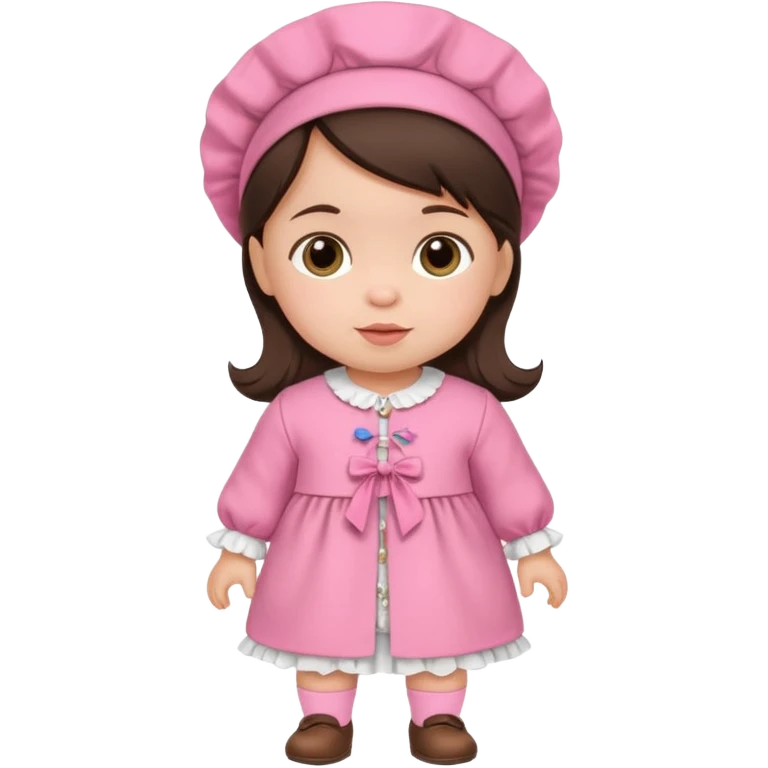 brunette baby girl traditional pink dutch clothes emoji