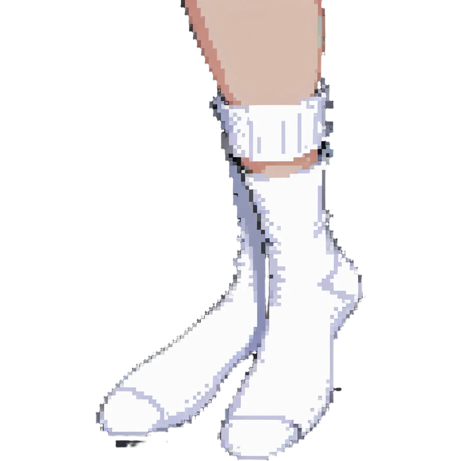 pixel art of two feet in white socks viewed from the bottom showing soles emoji