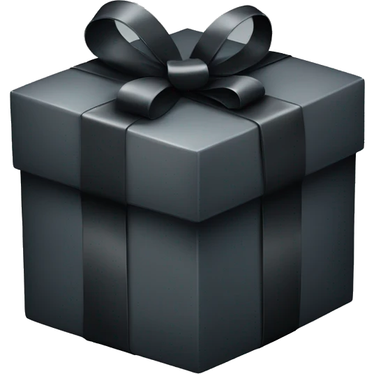 Black present box with grey ribbon  emoji