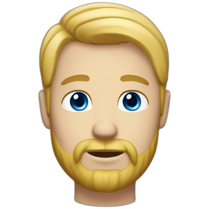 Man with blond hair and blue eye, short hair and a soft beard emoji