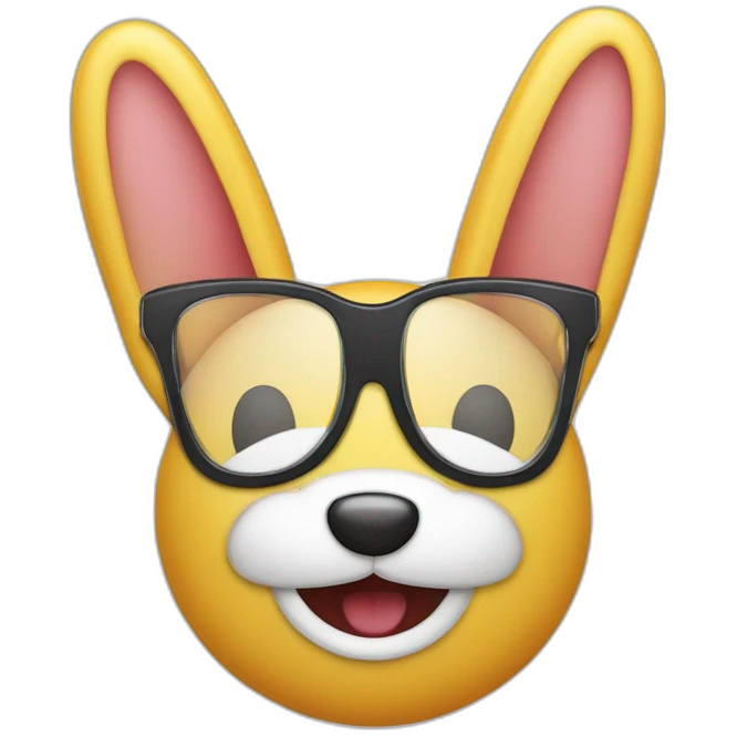 Itello avec Des dents de lapins, un appareil dentaire et des lunettes qui lève le doigt emoji