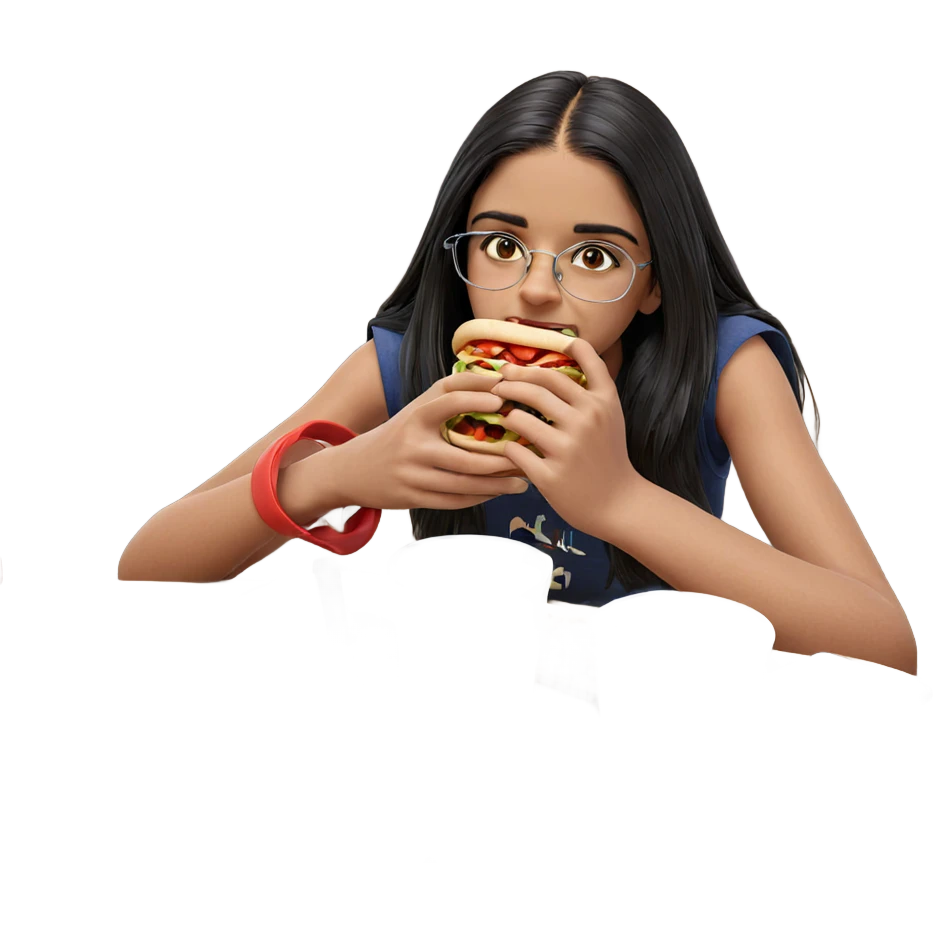 girl enjoying food moment emoji