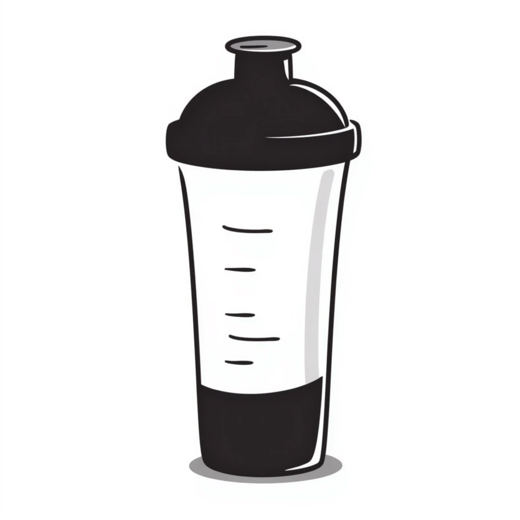 protein shaker bottle, hand drawn doodle style emoji