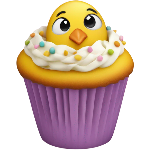 beautifully decorated cute Easter chick cupcake emoji