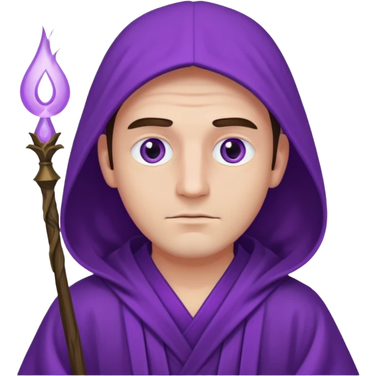 mystical man in purple robes one white eye emoji