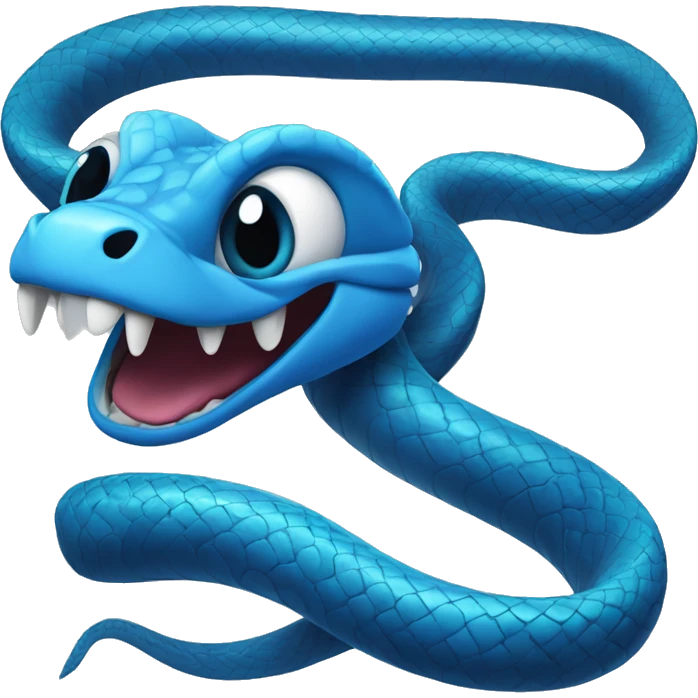 Blue snake with fangs and big eyes emoji