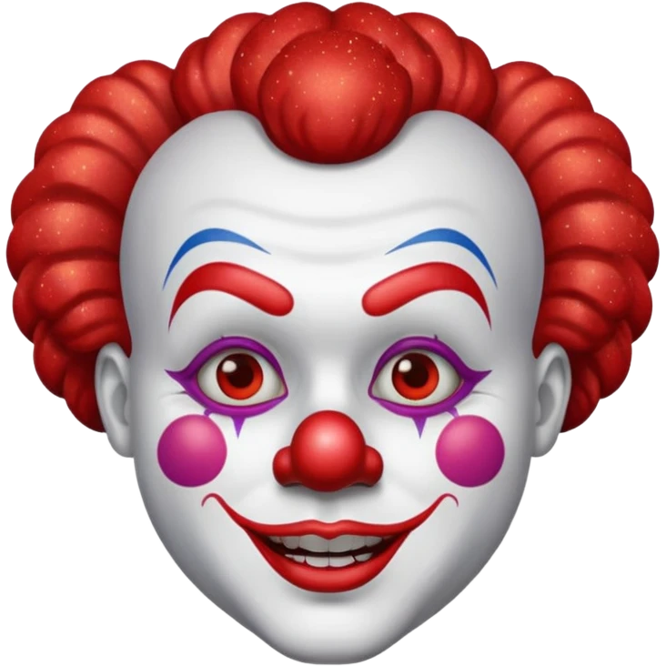 red glitter clown with the neutre facial expression emoji