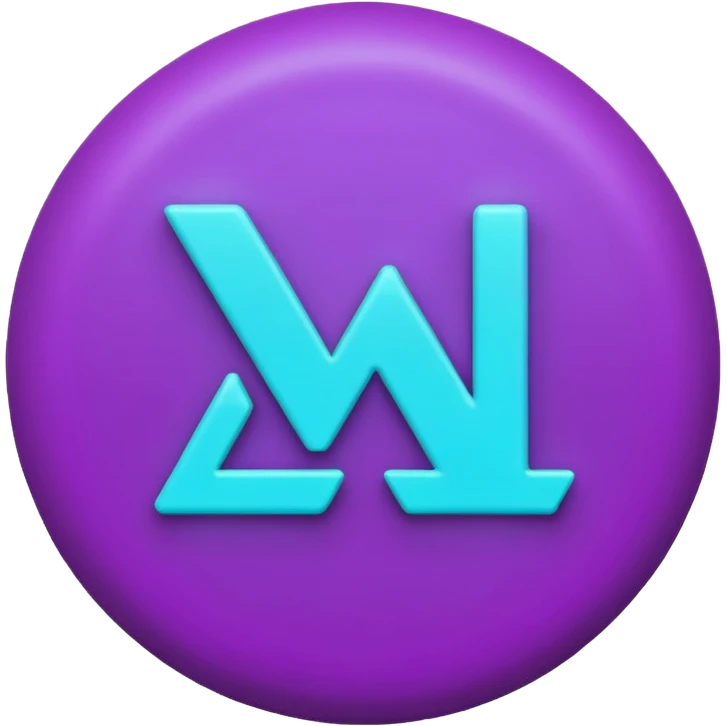 futuristic minimalistic emoji icon, letters "N" formed by three glowing digital lines representing Storm, Atom and NoizeGames, neon purple (#8B5CF6) and cyan (#00E0FF) on dark background, modern tech style, 1:1 aspect ratio emoji