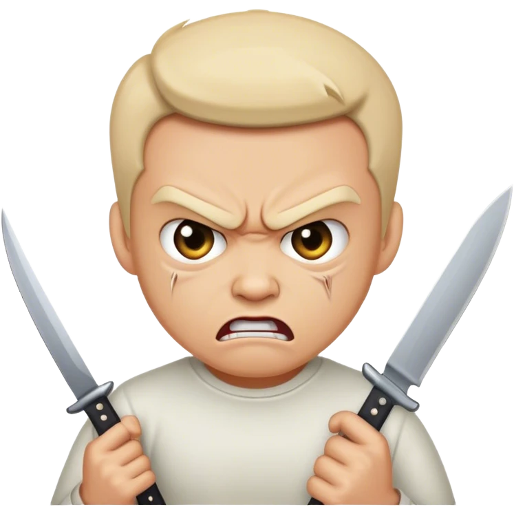 Angry face emoji holding knife  emoji
