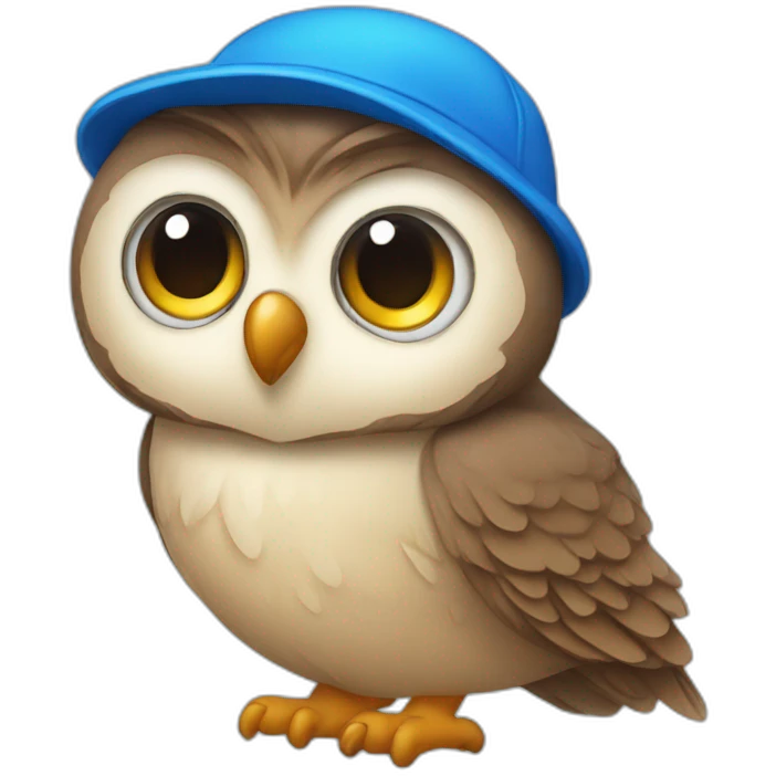 an owl wearing a blue cap emoji