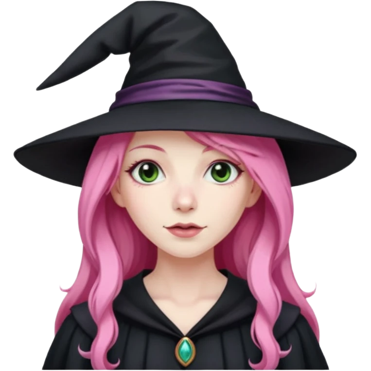 Witch with long pink hair emoji