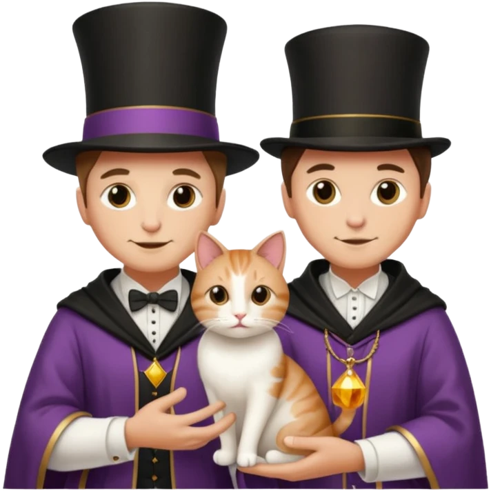magician couple and their pet cat emoji