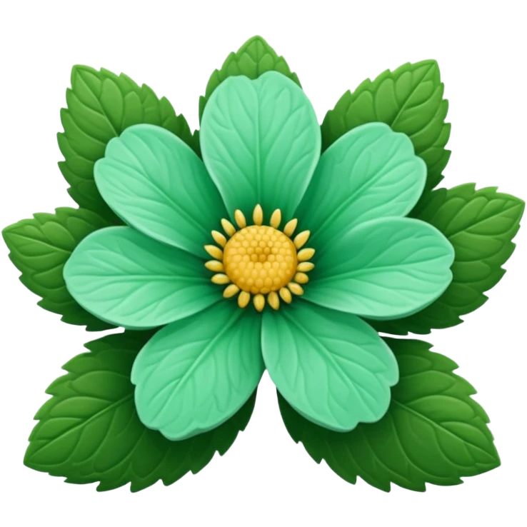 Mint and dark green flower emoji